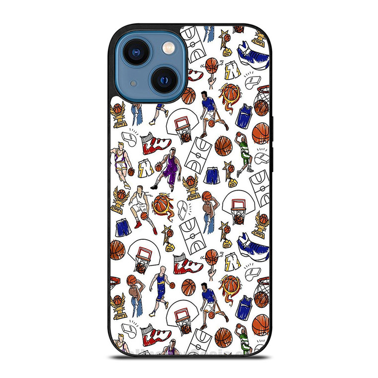 PLAYFUL BASKETBALL DOODLE ART iPhone 14 Case Cover