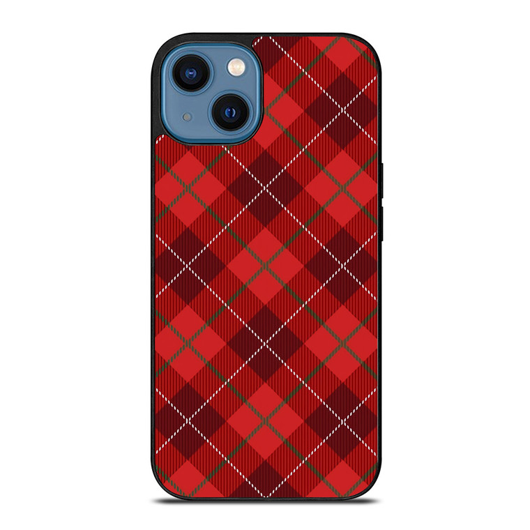 RED TARTAN CROSS PATTERN iPhone 14 Case Cover