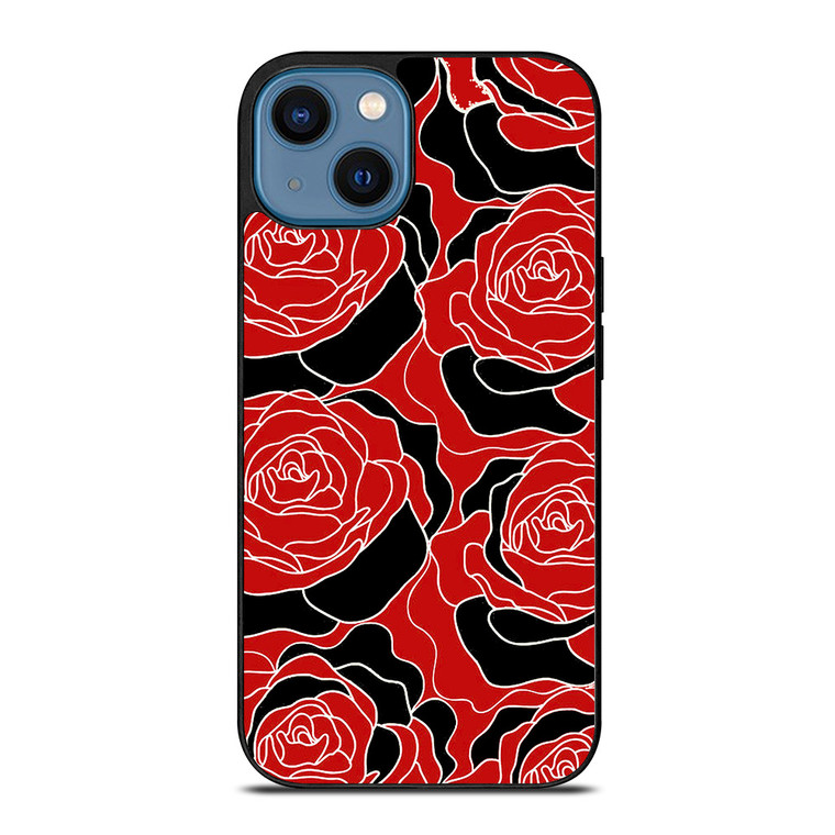 ROSE RED AND BLACK PATTERN iPhone 14 Case Cover