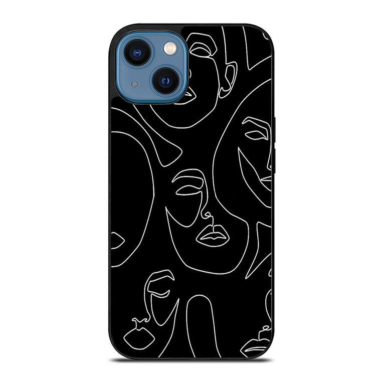 WOMAN FACE SKETCH PATTERN iPhone 14 Case Cover