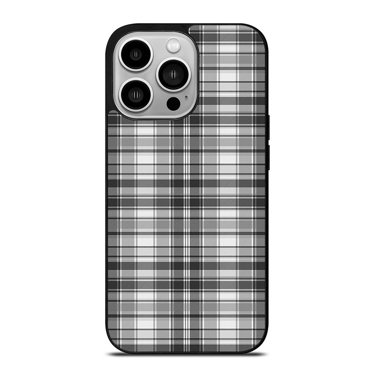 GREY CHECK FABRIC TEXTURES iPhone 14 Pro Case Cover
