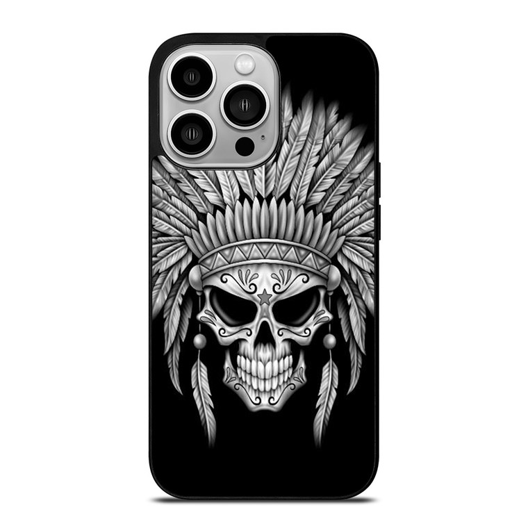 INDIAN FEATHER SKULL iPhone 14 Pro Case Cover INDIAN FEATHER SKULL iPhone 14 Pro Case Cover