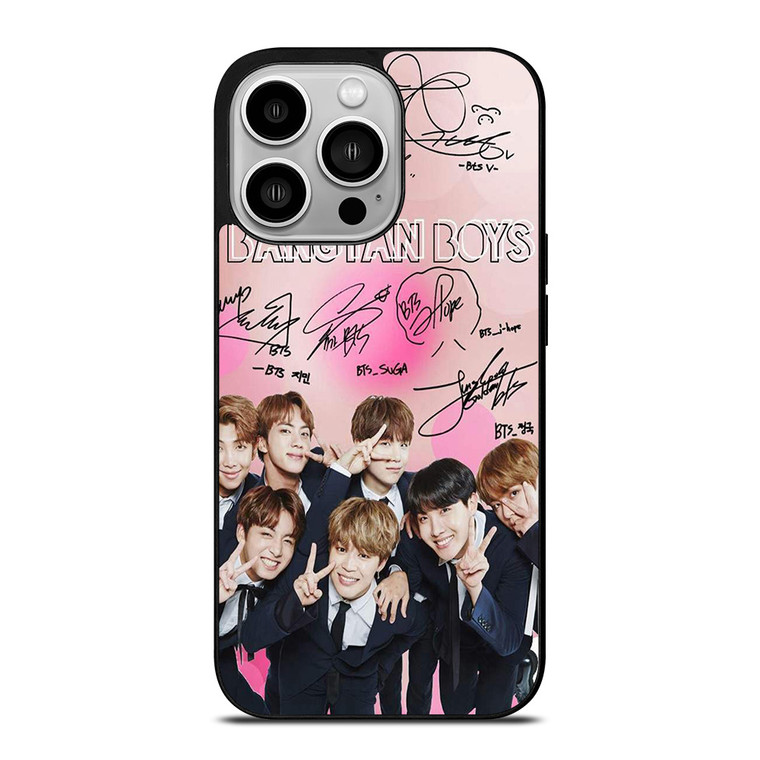 KPOP BTS LOVE PINK SIGNATURE iPhone 14 Pro Case Cover