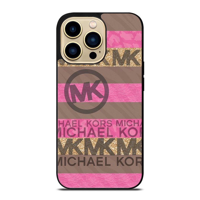 MICHAEL KORS PINK STRIP LOGO iPhone 14 Pro Case Cover