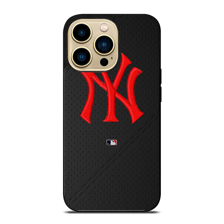 NEW YORK YANKEES STITCHING LEATHER iPhone 14 Pro Case Cover