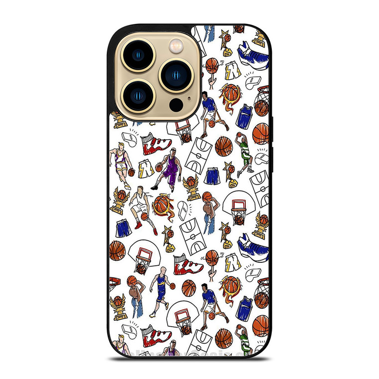 PLAYFUL BASKETBALL DOODLE ART iPhone 14 Pro Case Cover