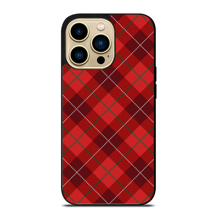 RED TARTAN CROSS PATTERN iPhone 14 Pro Case Cover