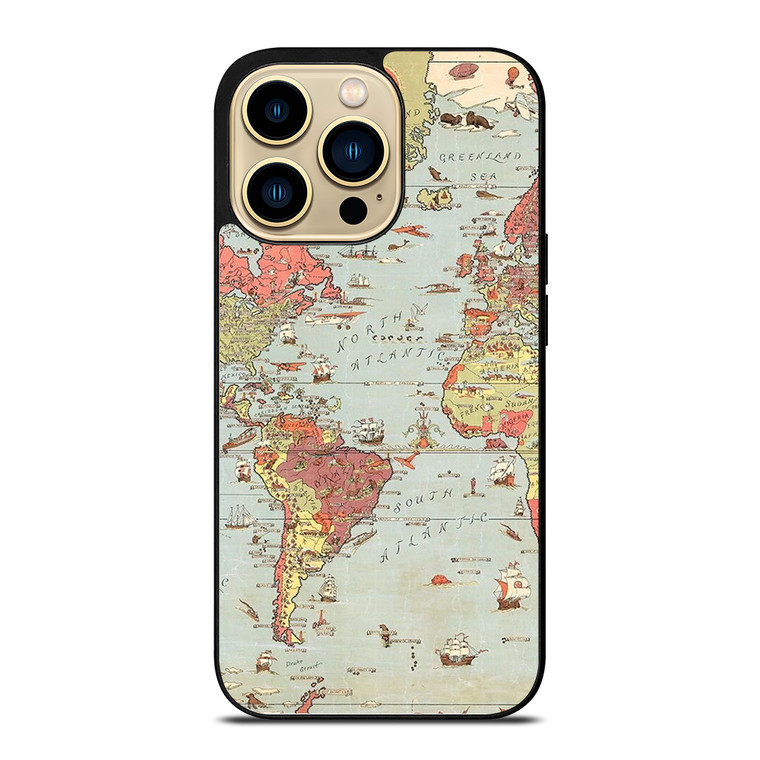 VINTAGE MAP iPhone 14 Pro Case Cover