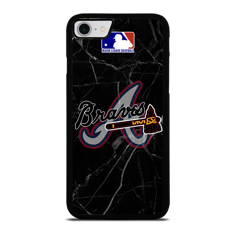 ATLANTA BRAVES BLACK MARBLE LOGO iPhone SE 2022 Case Cover