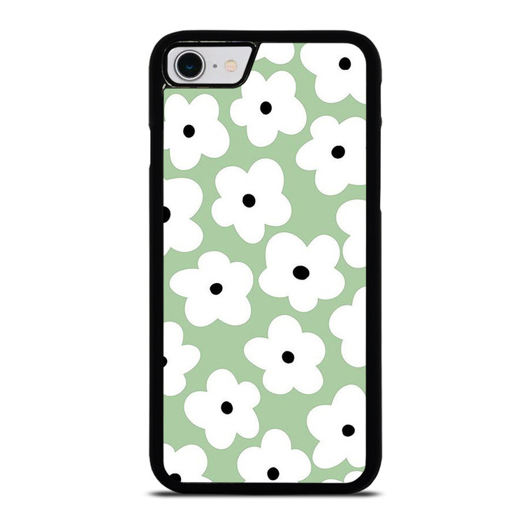 GREEN RETRO FLORAL PATTERN iPhone SE 2022 Case Cover