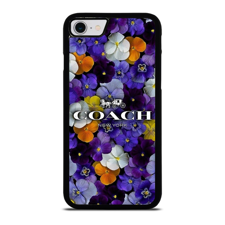 PURPLE FLOWERS COACH NEW YORK iPhone SE 2022 Case Cover