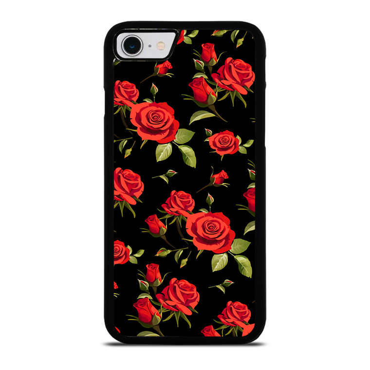 SEAMLESS RED ROSE PATTERN iPhone SE 2022 Case Cover