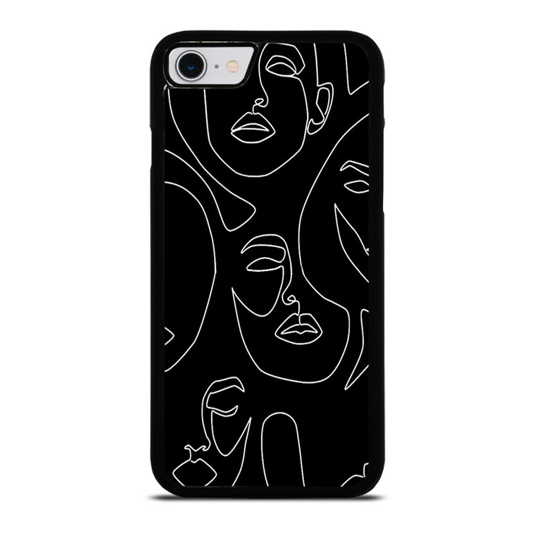 WOMAN FACE SKETCH PATTERN iPhone SE 2022 Case Cover