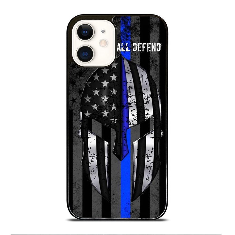 BLUE LINE POLICE WARRIOR iPhone 12 Case Cover