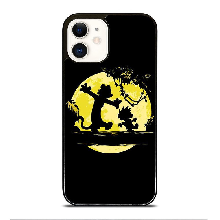 CALVIN AND HOBBES BLACK CARTOON iPhone 12 Case Cover