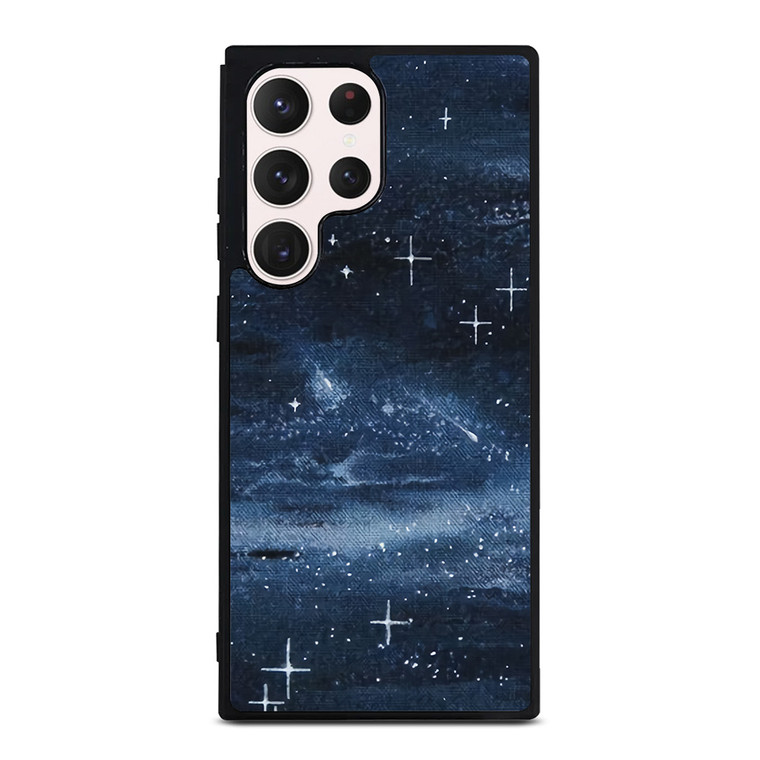 NAVY BLUE STAR FABRIC TEXTURE Samsung Galaxy S23 Ultra Case Cover