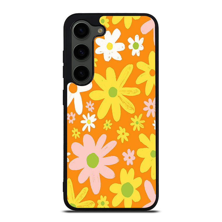 FLOWER POWER ORANGE PATTERN Samsung Galaxy S23 Plus Case Cover