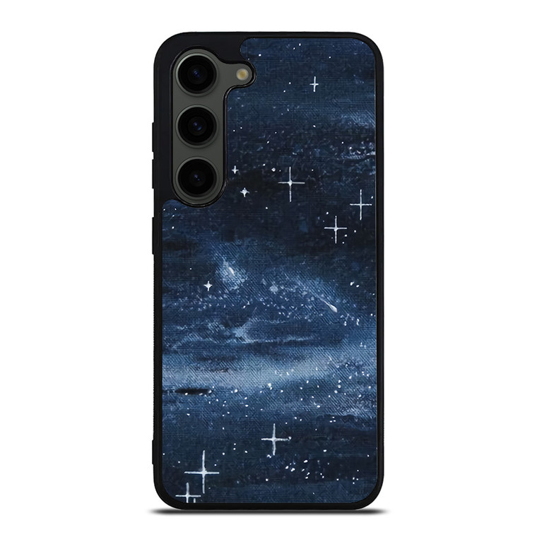 NAVY BLUE STAR FABRIC TEXTURE Samsung Galaxy S23 Plus Case Cover