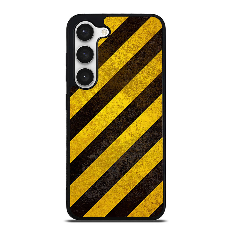 BLACK YELLOW POLICE LINE STRIPE Samsung Galaxy S23 Case Cover