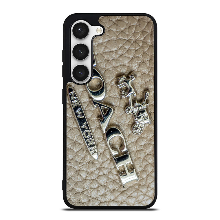 COACH NEW YORK LOGO ON LEATHER Samsung Galaxy S23 Case Cover
