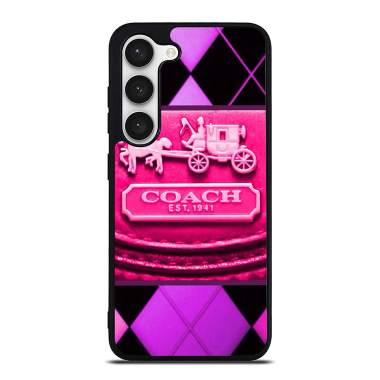 COACH NEW YORK PURPLE PINK LOGO Samsung Galaxy S23 Case Cover