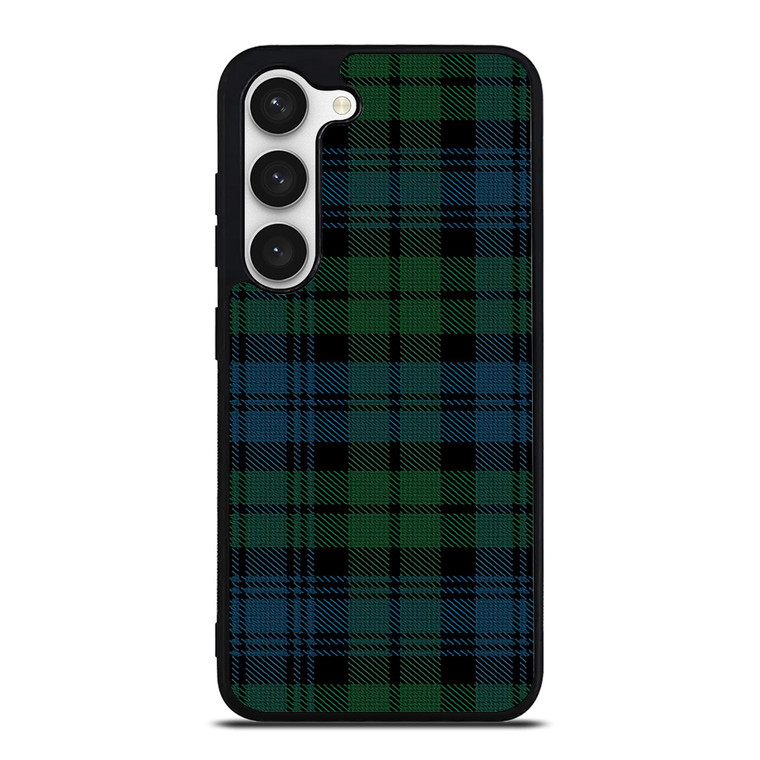 GREEN BLUE TARTAN PATTERN Samsung Galaxy S23 Case Cover