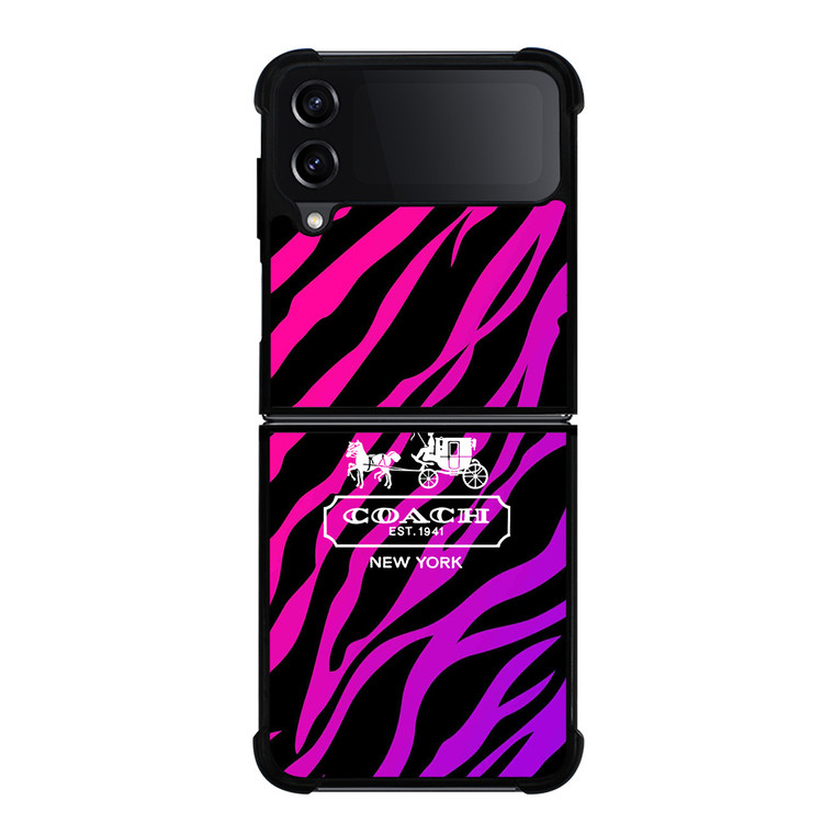 COACH NEW YORK BLACK VIOLET Samsung Galaxy Z Flip 4 Case Cover