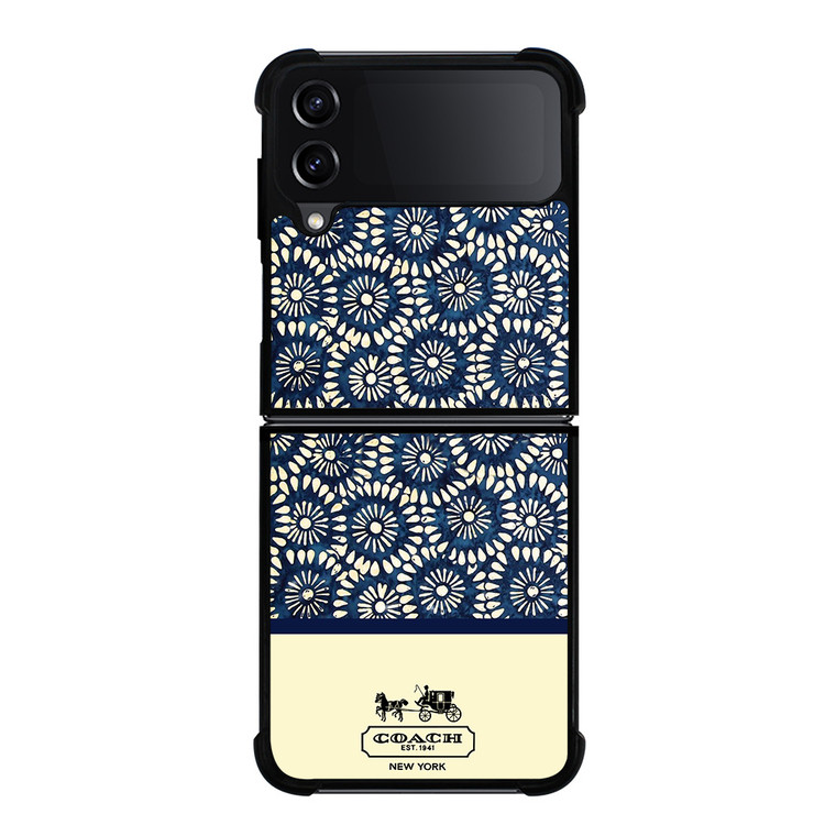 COACH NEW YORK BLUE FLORAL BATIK Samsung Galaxy Z Flip 4 Case Cover
