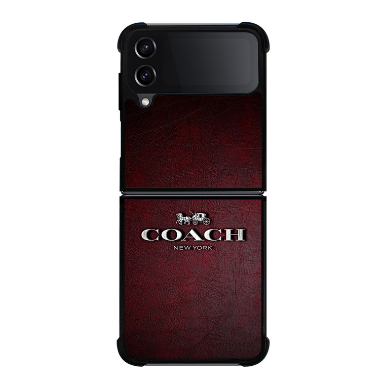 COACH NEW YORK LOGO LEATHER Samsung Galaxy Z Flip 4 Case Cover