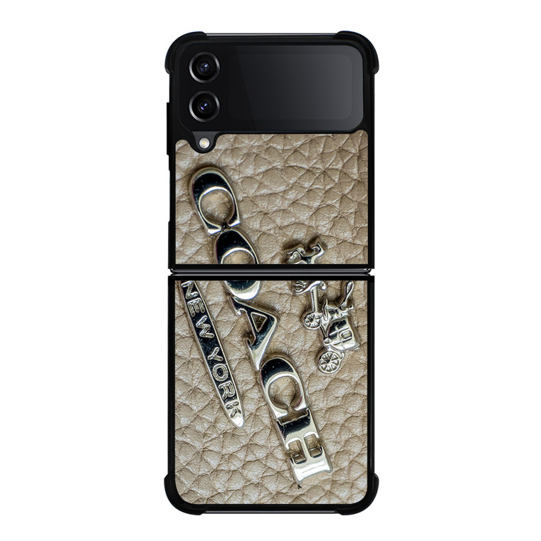 COACH NEW YORK LOGO ON LEATHER Samsung Galaxy Z Flip 4 Case Cover