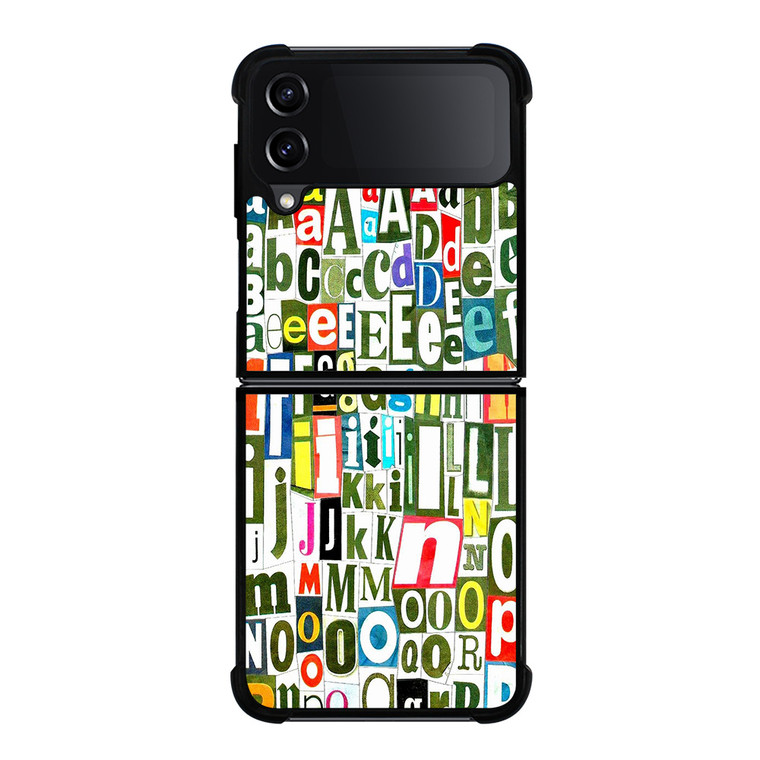 RETRO ALPHABET GREEN COLLAGE Samsung Galaxy Z Flip 4 Case Cover