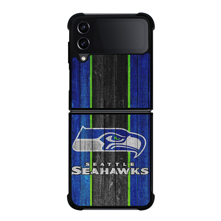 SEATTLE SEAHAWKS WOODEN LOGO NFL Samsung Galaxy Z Flip 4 Case Cover