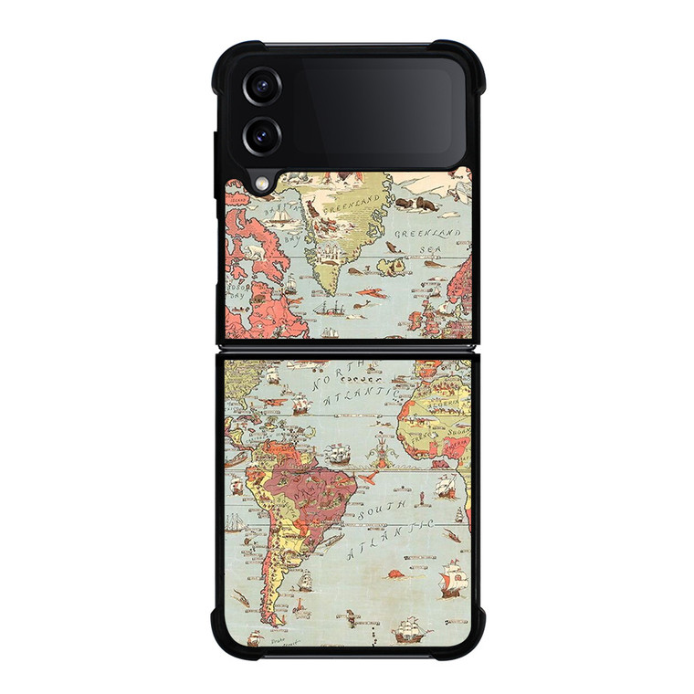 VINTAGE MAP Samsung Galaxy Z Flip 4 Case Cover VINTAGE MAP Samsung Galaxy Z Flip 4 Case Cover