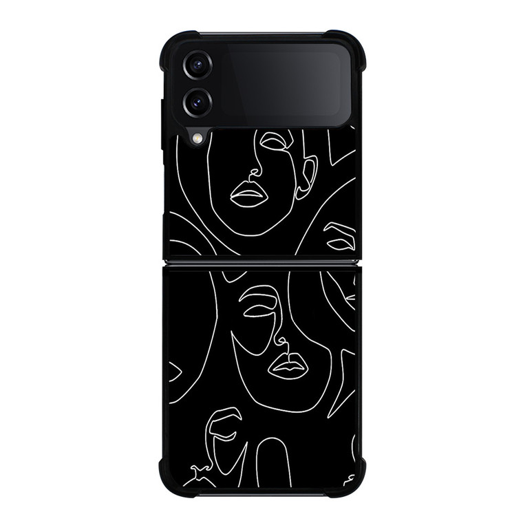 WOMAN FACE SKETCH PATTERN Samsung Galaxy Z Flip 4 Case Cover WOMAN FACE SKETCH PATTERN Samsung Galaxy Z Flip 4 Case Cover