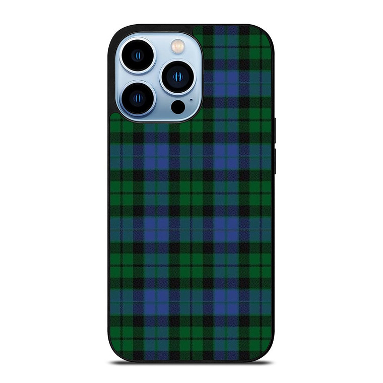 GREEN BLUE TARTAN PLAID PATTERN iPhone 13 Pro Max Case Cover