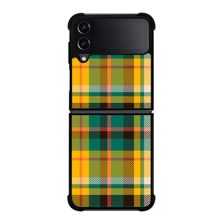 YELLOW GREEN TARTAN PATTERN Samsung Galaxy Z Flip 4 Case Cover