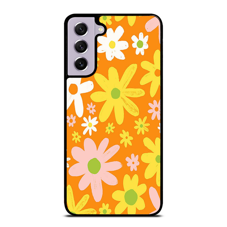 FLOWER POWER ORANGE PATTERN Samsung Galaxy S21 FE Case Cover