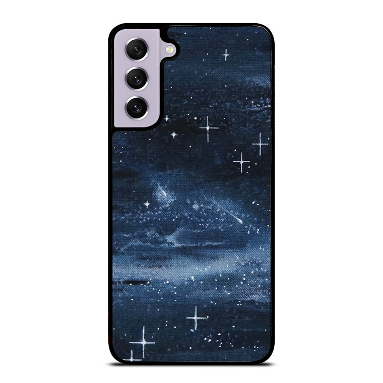 NAVY BLUE STAR FABRIC TEXTURE Samsung Galaxy S21 FE Case Cover