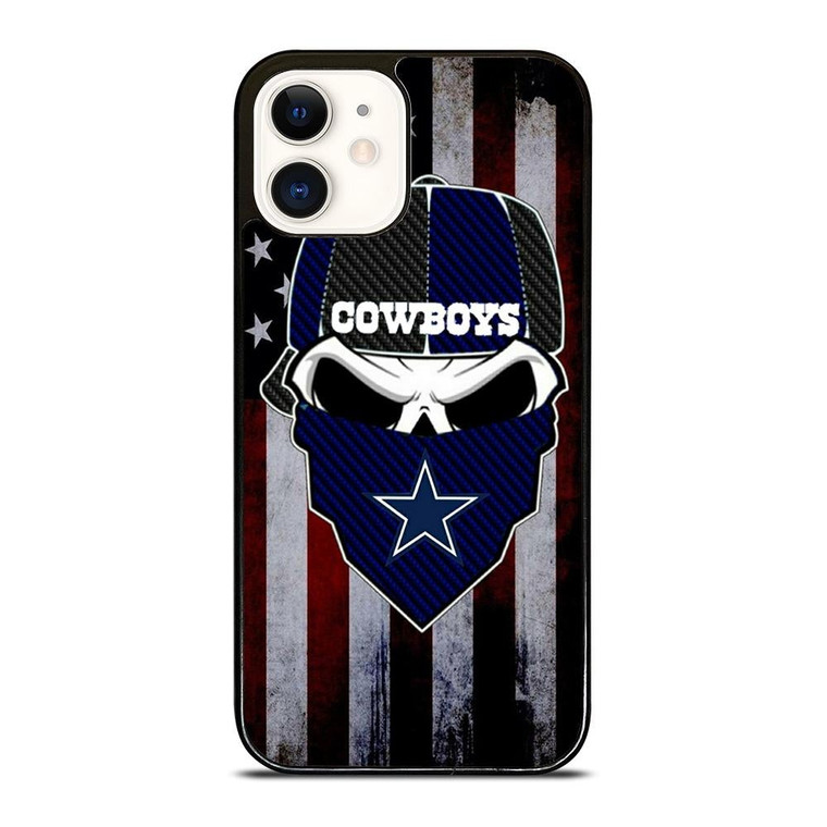 DALLAS COWBOYS SKULL USA FLAG iPhone 12 Case Cover