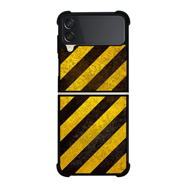 BLACK YELLOW POLICE LINE STRIPE Samsung Galaxy Z Flip 3 Case Cover