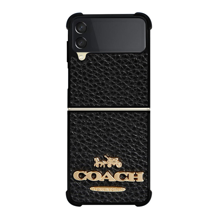 COACH NEW YORK BLACK LEATHER 2 Samsung Galaxy Z Flip 3 Case Cover