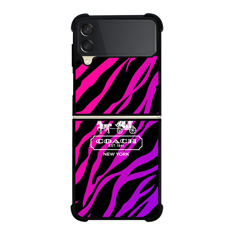 COACH NEW YORK BLACK VIOLET Samsung Galaxy Z Flip 3 Case Cover
