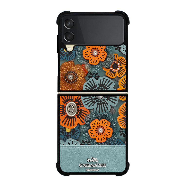 COACH NEW YORK BLUE TEA ROSE Samsung Galaxy Z Flip 3 Case Cover