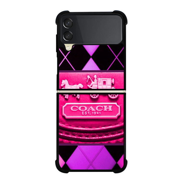COACH NEW YORK PURPLE PINK LOGO Samsung Galaxy Z Flip 3 Case Cover