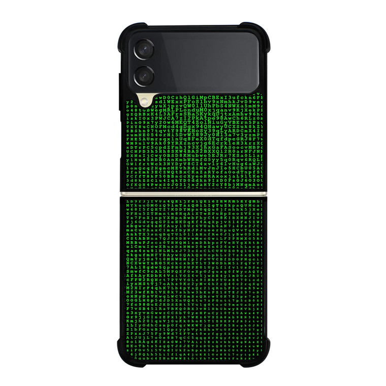 GREEN BINARY CODE PATTERN Samsung Galaxy Z Flip 3 Case Cover
