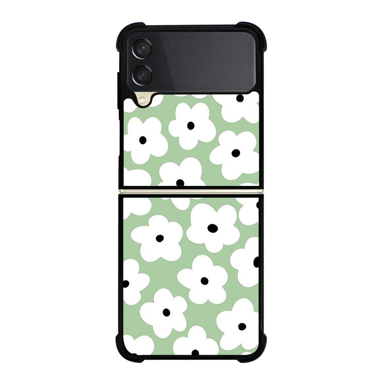 GREEN RETRO FLORAL PATTERN Samsung Galaxy Z Flip 3 Case Cover GREEN RETRO FLORAL PATTERN Samsung Galaxy Z Flip 3 Case Cover