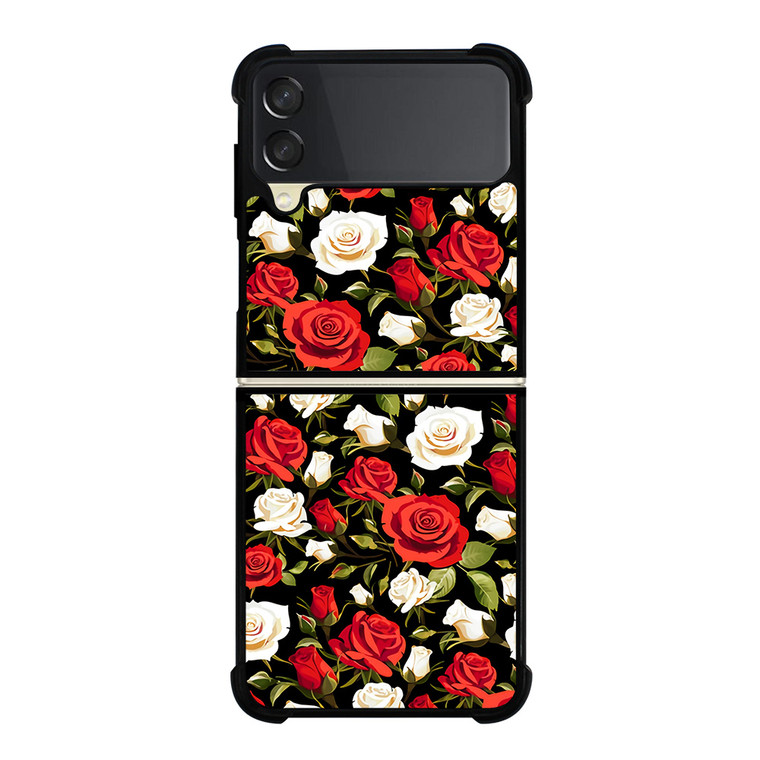 SEAMLESS RED WHITE ROSE PATTERN Samsung Galaxy Z Flip 3 Case Cover
