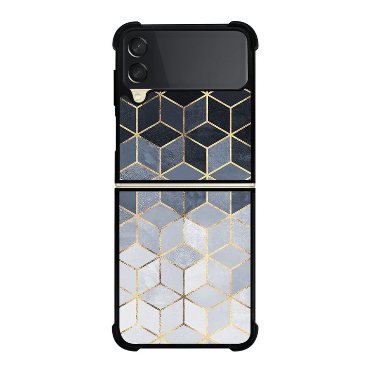 SOFT BLUE GRADIENT CUBES Samsung Galaxy Z Flip 3 Case Cover