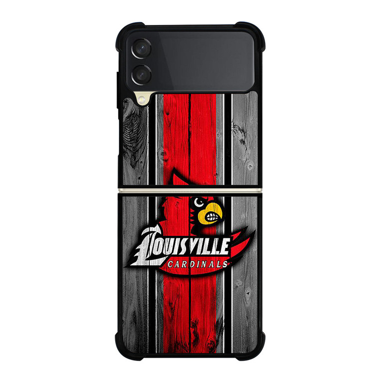 UNIVERSITY OF LOUISVILLE WOODEN LOGO Samsung Galaxy Z Flip 3 Case Cover UNIVERSITY OF LOUISVILLE WOODEN LOGO Samsung Galaxy Z Flip 3 Case Cover