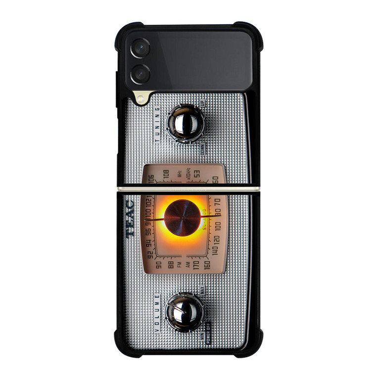VINTAGE RADIO SILVER METAL Samsung Galaxy Z Flip 3 Case Cover VINTAGE RADIO SILVER METAL Samsung Galaxy Z Flip 3 Case Cover
